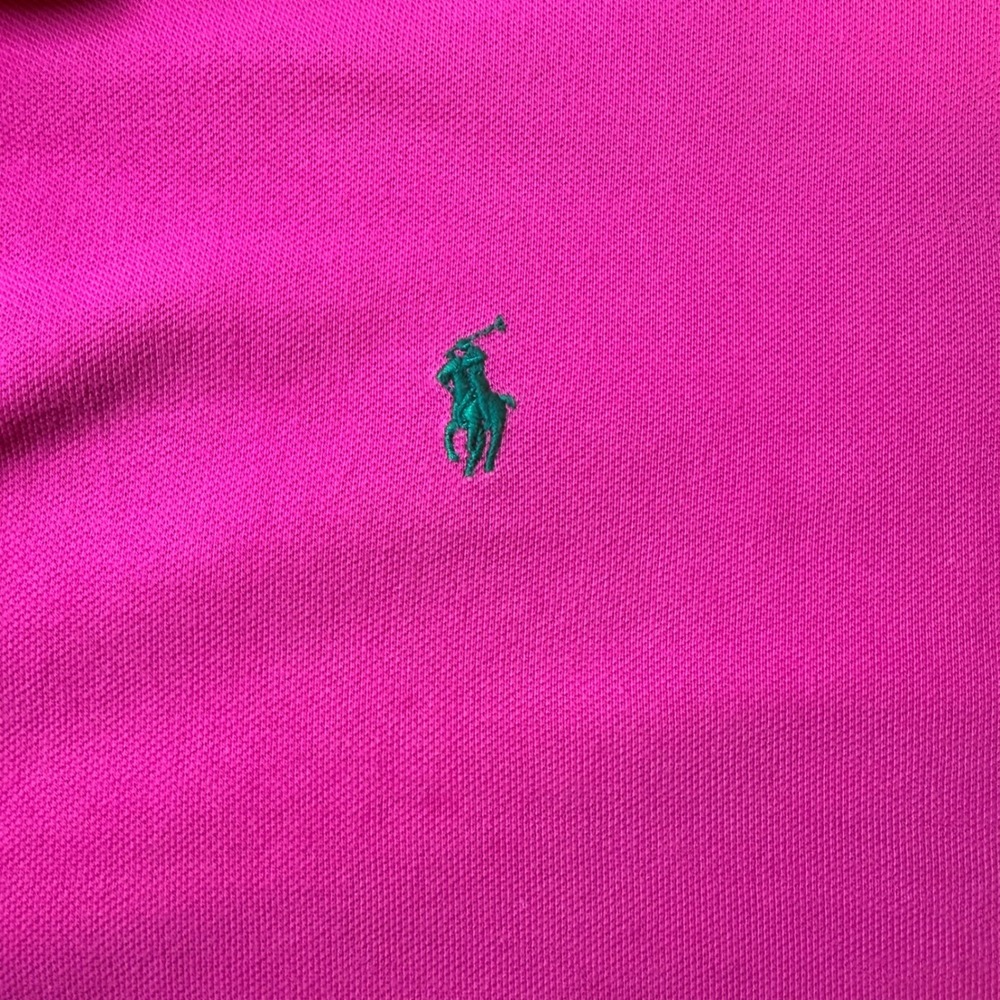 Polo Ralph Lauren Mens XL Hot Pink Short Sleeve Pique Polo Shirt Green Pony Logo - Picture 4 of 12